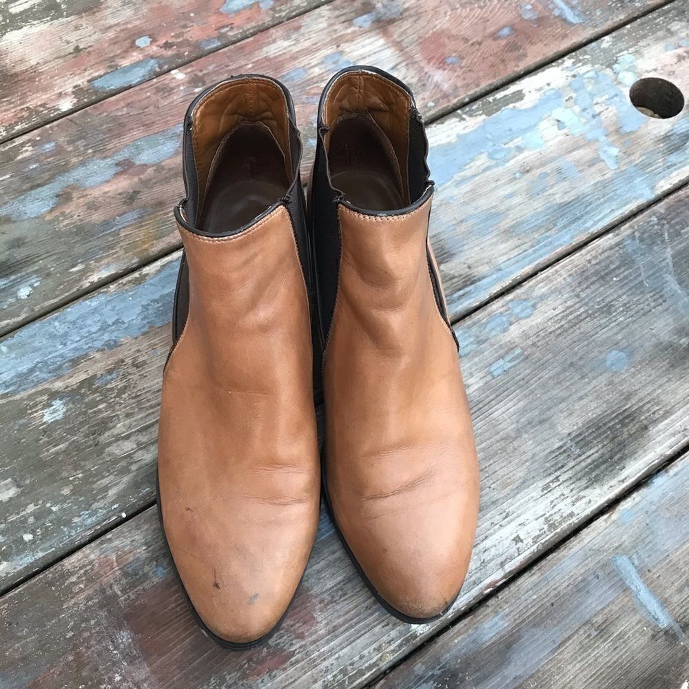 Franco Sarto Quinne Tan Leather Ankle Boots 8